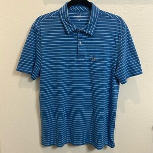 Vineyard Vines Classic Fit Golf Polo Blue White Stripes Men’s Size Medium